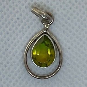 Pear Drop Pendant with Bi-Color Peridot Sterling Silver
